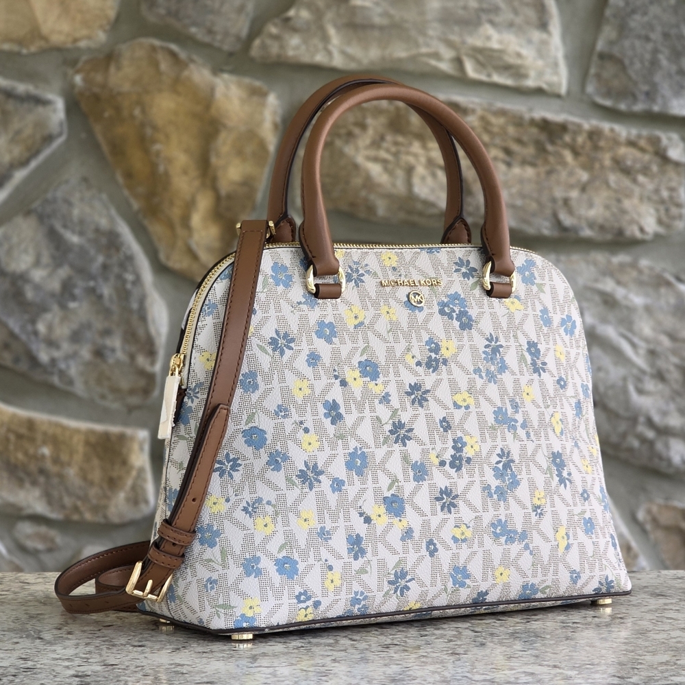 Michael Kors Cindy Logo Floral Large Satchel